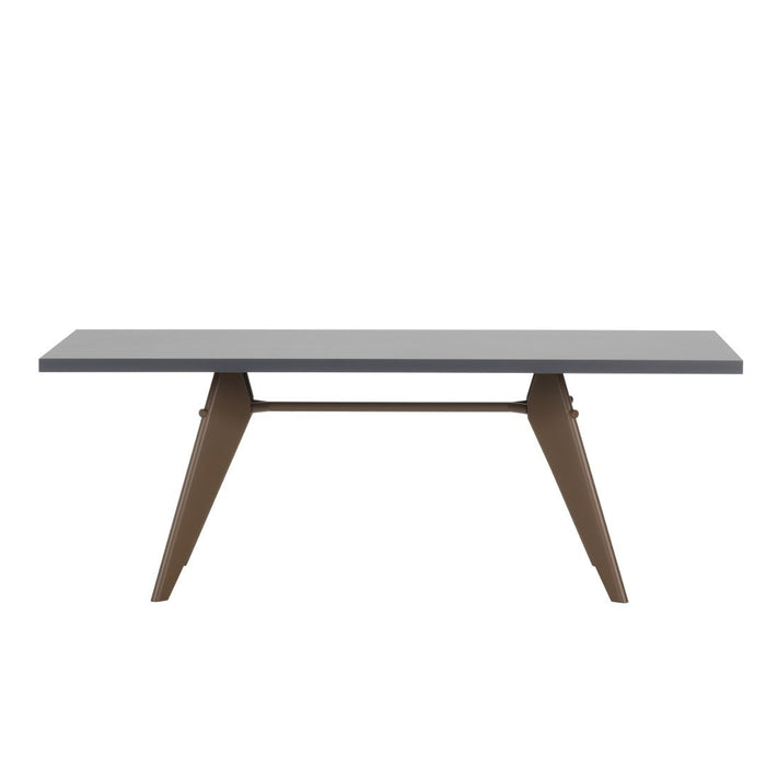 Stylish gray tabletop with wooden legs, featuring a modern design and smooth finish. Perfect for contemporary spaces.
