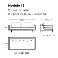 Sleek white sofa design with minimalist lines, featuring two back cushions for added comfort. Perfect for modern spaces.