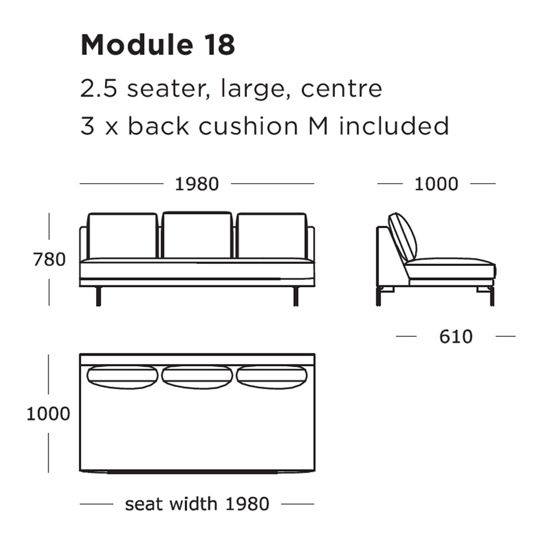 Stylish 2.5 seater sofa with a sleek design, featuring a solid color pattern and three back cushions.