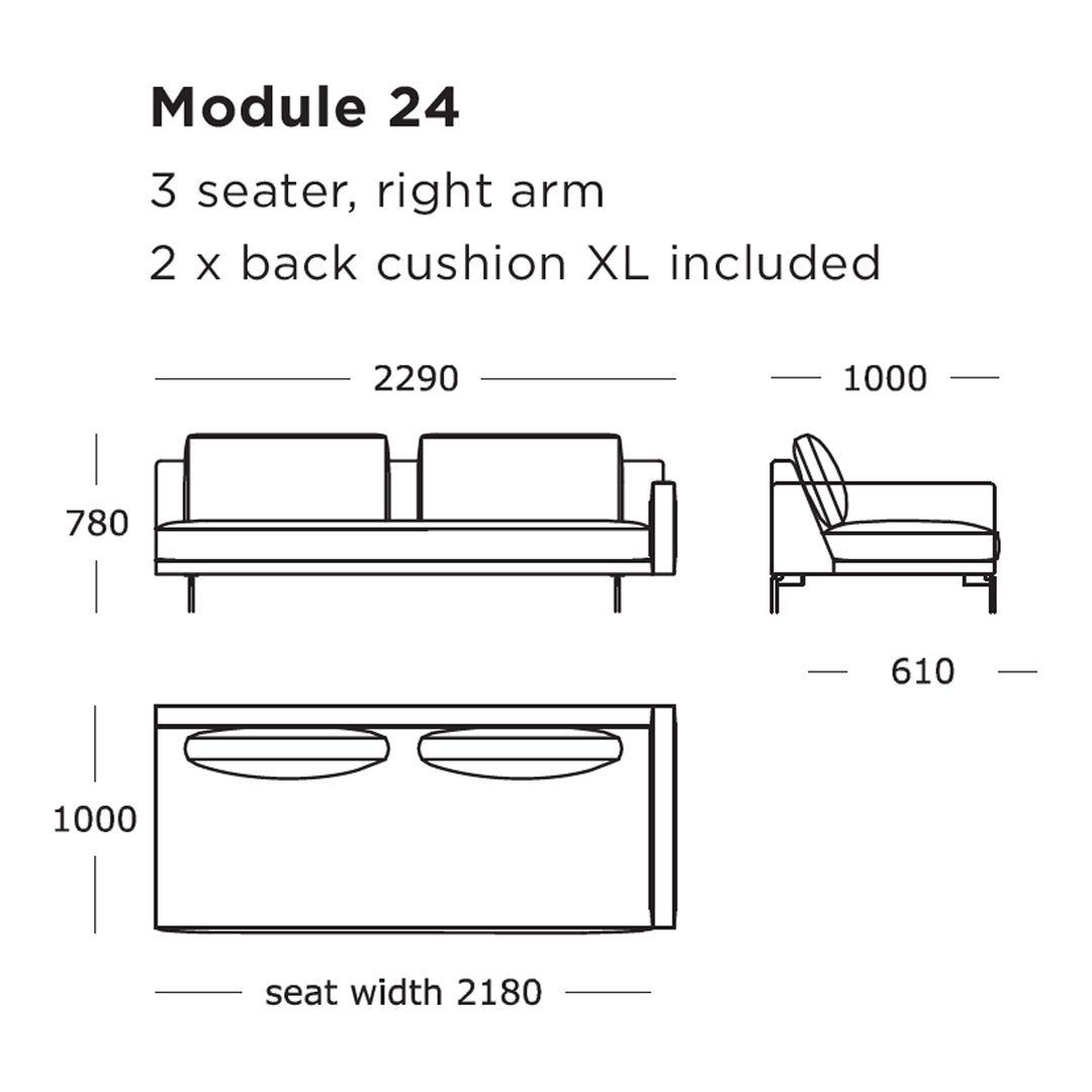 Stylish 3-seater sofa in neutral tones with smooth lines and elegant back cushions, perfect for modern spaces.
