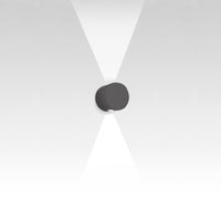 Modern black circular wall light with a sleek gradient of white and soft shadows. Ideal for minimalist decor.