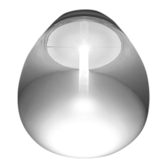 Glossy white modern lamp with a smooth, rounded shape and a minimalist design. Ideal for sleek decor.