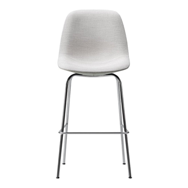 Stylish solid white chair with a textured surface and chrome legs, perfect for modern decor.
