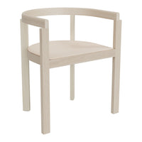 Light wood chair with a soft beige cushion, featuring a simple and modern design. Perfect for minimalist decor.