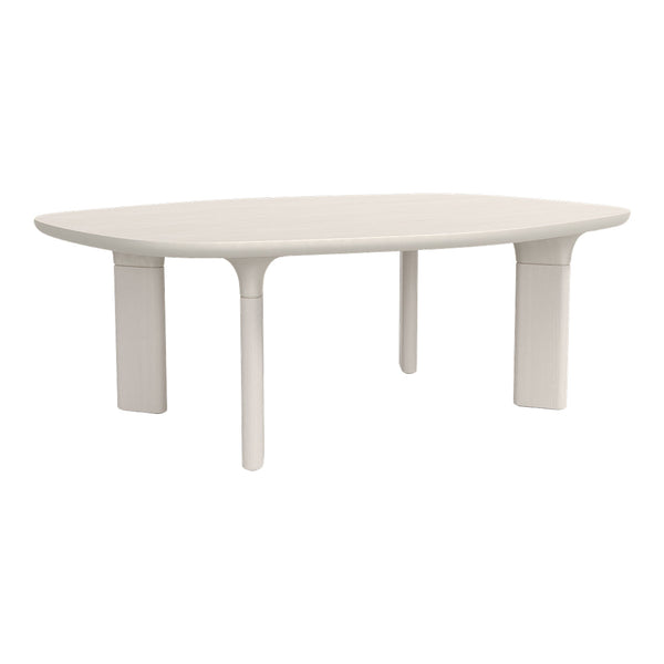 Modern light beige rectangular dining table with a smooth surface and sleek legs. Ideal for contemporary interiors.
