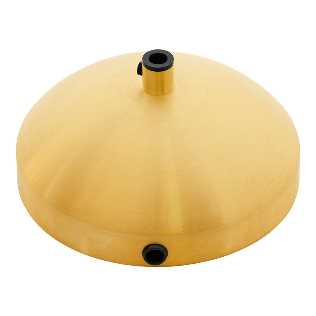Gold dome-shaped base with a smooth, polished finish and black accents. Perfect for modern decor.