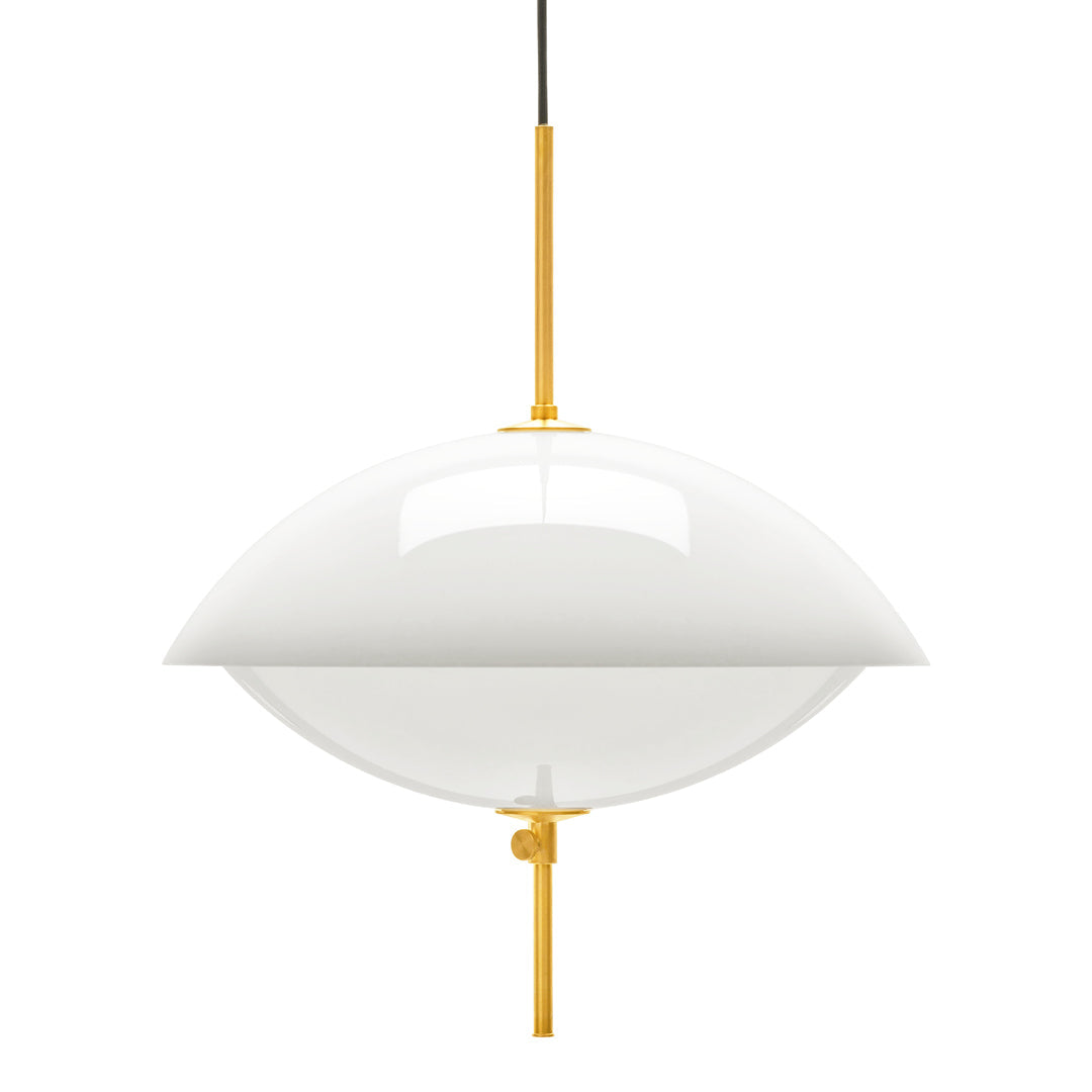 White pendant lamp with a sleek, modern design and a vibrant yellow cord, creating a stylish contrast.