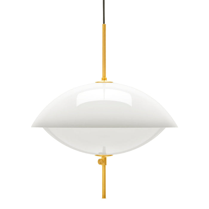 White pendant lamp with a sleek, modern design and a vibrant yellow cord, creating a stylish contrast.