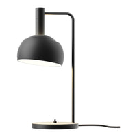 Modern black table lamp with adjustable arm on a white background