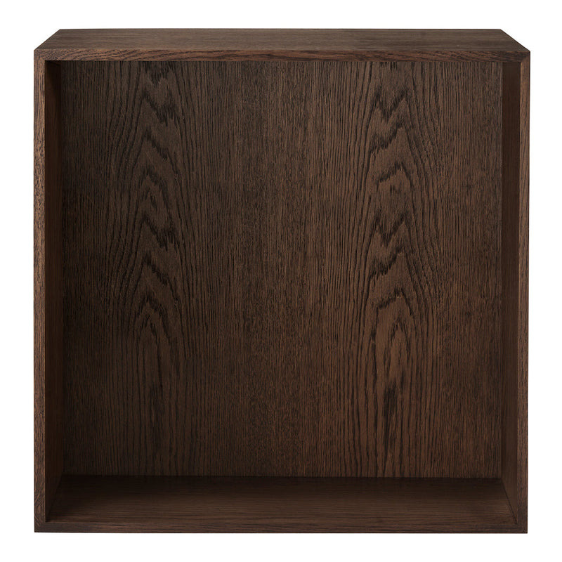 Dark brown wooden cube with a smooth finish and subtle grain pattern. Perfect for modern decor.