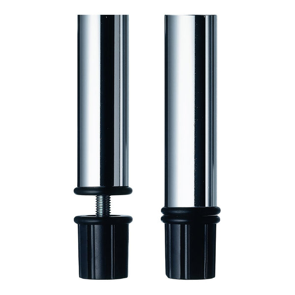 Polished chrome and matte black dual tube design, sleek and modern for a stylish finish.