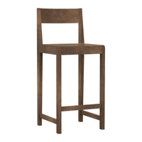 Brown wooden bar stool with a simple, modern design and a smooth, unadorned finish. Perfect for any decor.