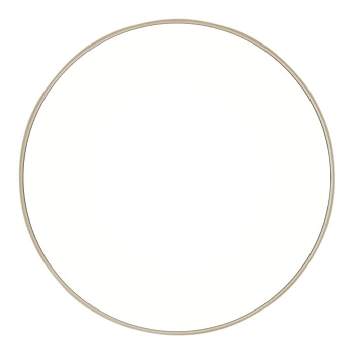 "Minimalist round mirror with a thin gold frame and a reflective white surface, perfect for modern decor."
