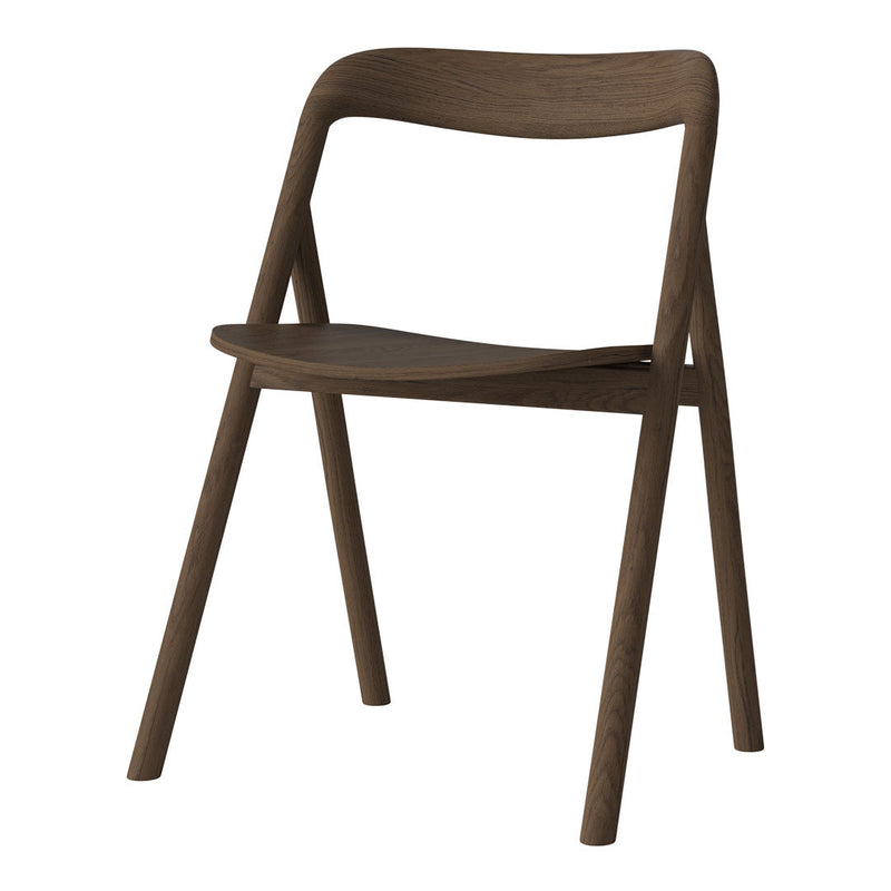 Stylish dark brown wooden chair with a minimalist design and smooth, clean lines. Perfect for modern decor.