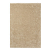 Beige area rug with a soft, smooth texture and minimalistic design, perfect for modern interiors.
