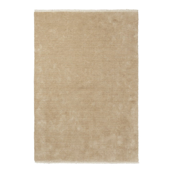 Beige area rug with a soft, smooth texture and minimalistic design, perfect for modern interiors.