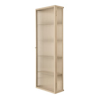 Beige tall cabinet with vertical ribbed patterns, showcasing a sleek and modern design. Ideal for stylish storage solutions.