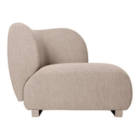Beige textured lounge chair with a modern, curved silhouette and soft, cozy fabric. Perfect for contemporary decor.