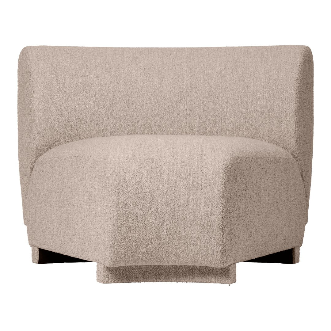 Beige textured upholstered chair with a soft, modern design, perfect for contemporary interiors.