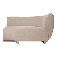 Beige upholstered sofa with a soft, textured finish and modern curved design. Ideal for contemporary interiors.