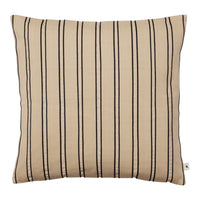 Beige pillow with vertical black stripes, adding a modern touch to any decor. Perfect for style and comfort.