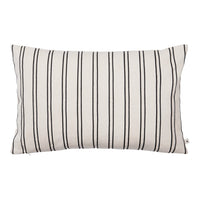 Cream pillow with black vertical stripes, adding a modern touch to any decor. Perfect for stylish home accents.