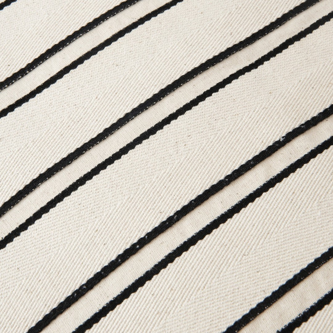 Cream background with bold black horizontal stripes, featuring a textured, wavy pattern. Perfect for modern decor.