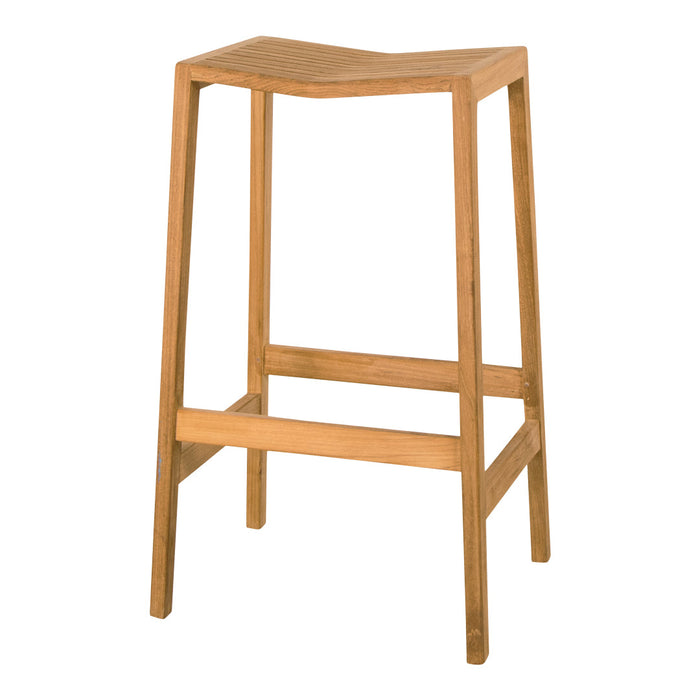 Natural bamboo bar stool with a smooth finish and minimalist design, showcasing a warm wood tone.