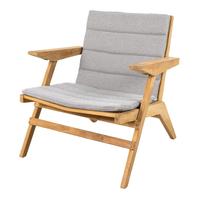 Gray upholstered chair with a wood frame, featuring a modern, sleek design and subtle, textured fabric patterns.