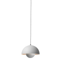 Sleek white pendant lamp with a smooth, rounded design and subtle light wood accent. Perfect for modern decor.