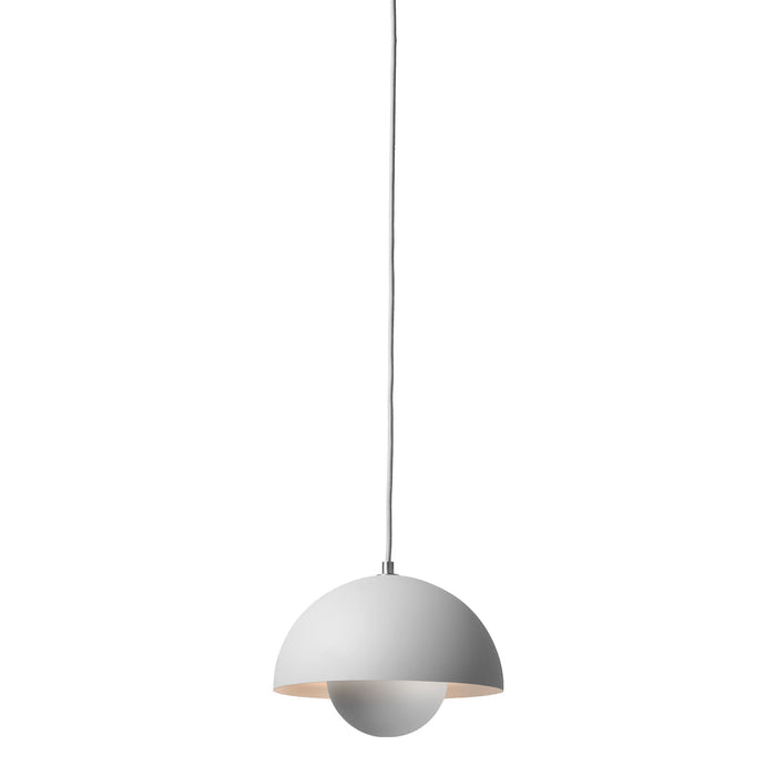 Sleek white pendant lamp with a smooth, rounded design and subtle light wood accent. Perfect for modern decor.