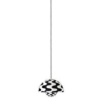 Black and white pendant lamp featuring wavy, abstract patterns for a stylish touch in any space.
