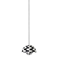 Black and white pendant lamp featuring wavy, abstract patterns for a stylish touch in any space.