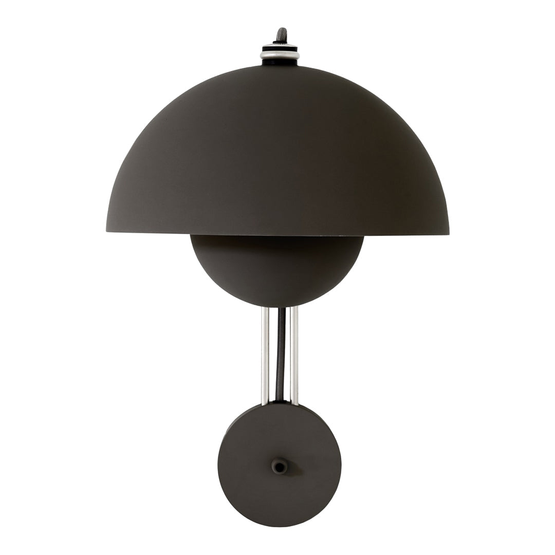 Modern black dome lamp with sleek, minimalist design and shiny chrome accents, perfect for contemporary decor.