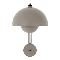 "Modern grey and silver lamp with a rounded shade and sleek design, perfect for contemporary decor."
