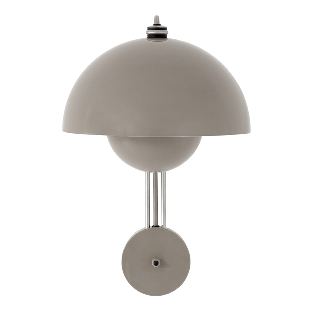 "Modern grey and silver lamp with a rounded shade and sleek design, perfect for contemporary decor."