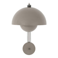 "Modern grey and silver lamp with a rounded shade and sleek design, perfect for contemporary decor."