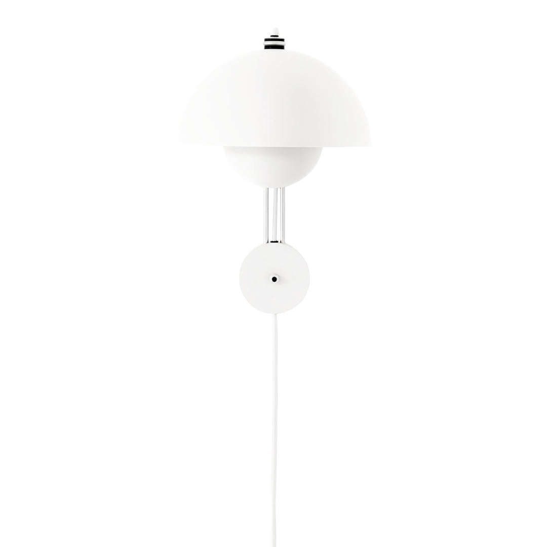 White dome-shaped lamp with sleek clear and black accents, featuring a minimalist design perfect for modern decor.