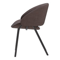 Brown textured upholstery with sleek, tapered black legs. Modern, minimalist design perfect for any decor.
