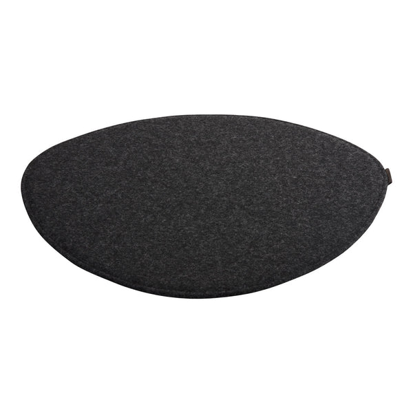 Dark gray oval cushion with a smooth texture, featuring a minimalist design without patterns. Perfect for modern decor.