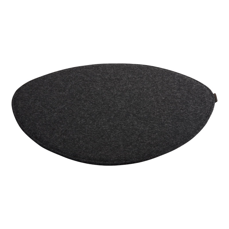 Dark gray oval cushion with a smooth texture, featuring a minimalist design without patterns. Perfect for modern decor.