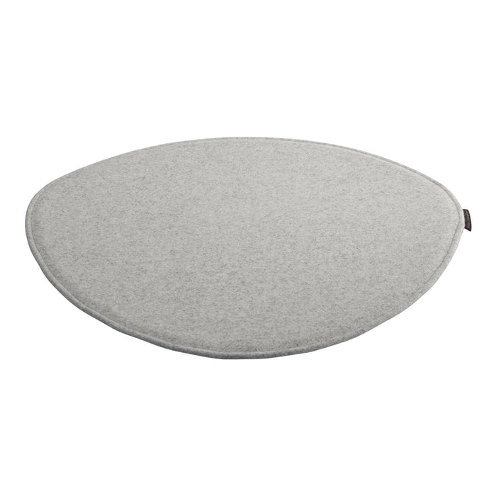 Soft gray oval cushion with a smooth texture, ideal for modern home decor. Minimalist design with no patterns.