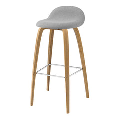 Gubi 3D Bar Stool - Wood Base - Wood Shell - Front Upholstered