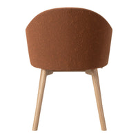 Brown textured upholstery with natural wooden legs, creating a warm and inviting look.