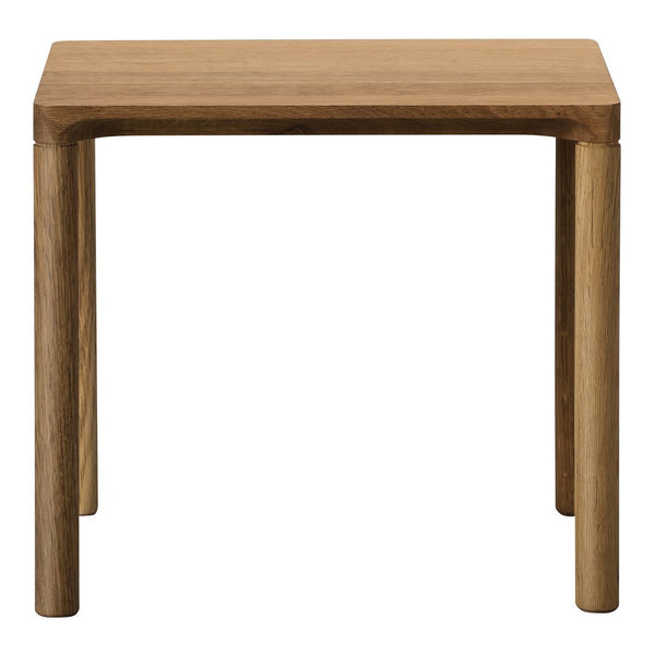 Natural wood square side table with a smooth, warm brown finish and clean lines, perfect for any decor.