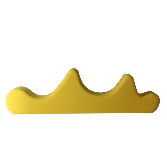 Bright yellow wavy shelf with a smooth texture, ideal for modern decor. Perfect for adding a pop of color.