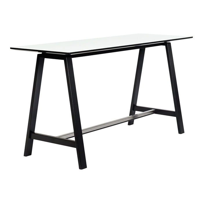 Black and white modern console table with a sleek, minimalist design and geometric lines. Perfect for contemporary spaces.