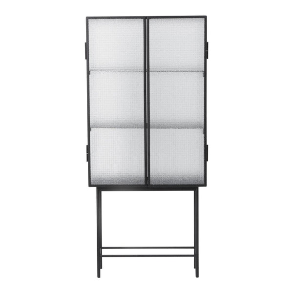 Modern black frame with white frosted glass panels in a sleek, minimalist design. Perfect for contemporary decor.