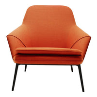 Stylish orange accent chair with a sleek design and textured fabric, perfect for modern interiors.