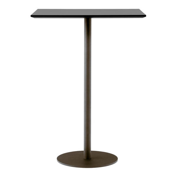 Sleek black tabletop with a minimalist brown base, perfect for modern spaces.